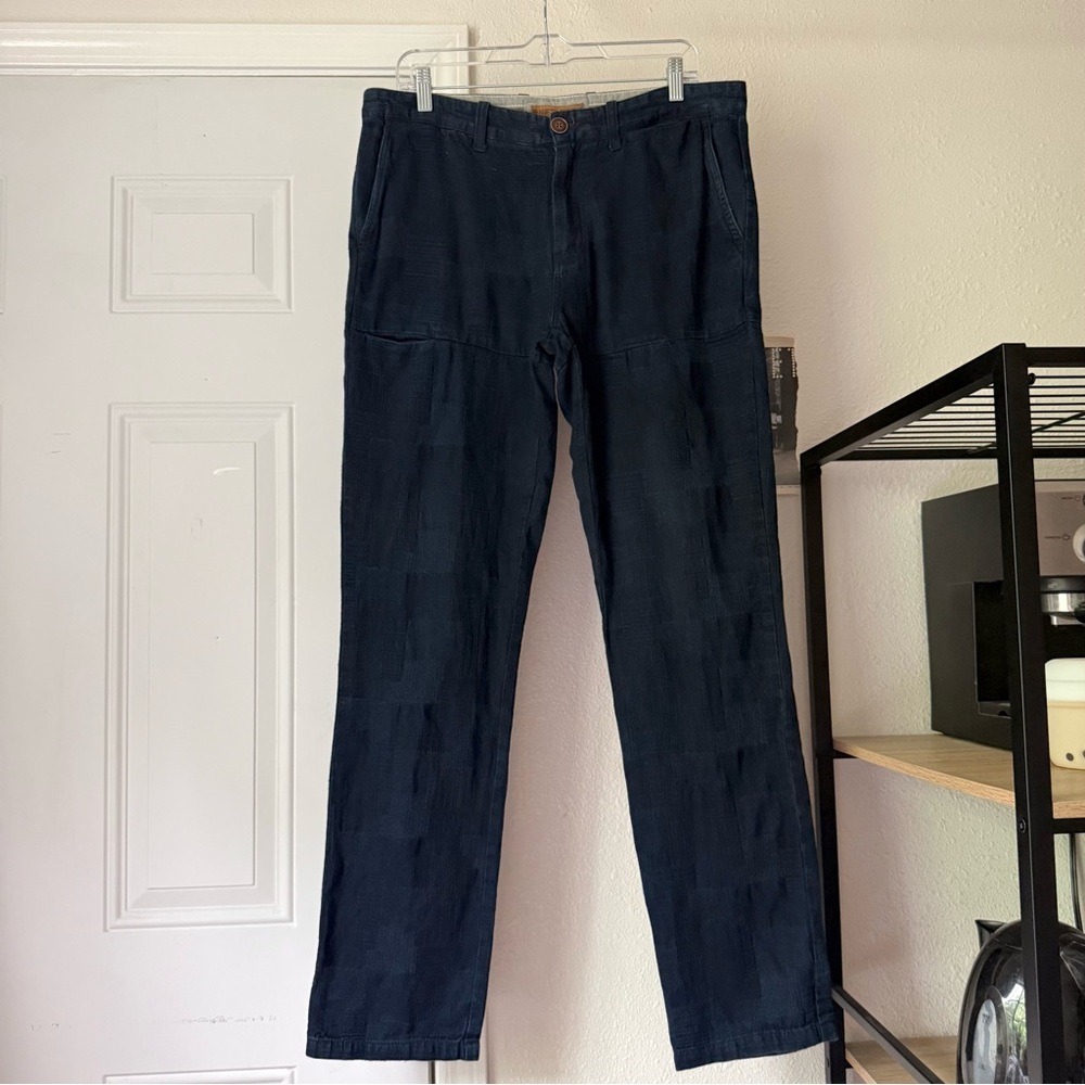 NIFTY GENIUS navy blue patchwork cotton‎ slim straight leg pants